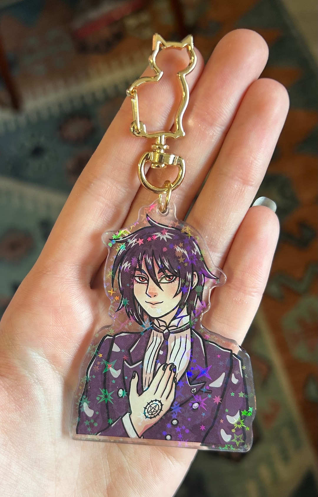 Demon Butler Double Sided Holographic Keychain - Etsy