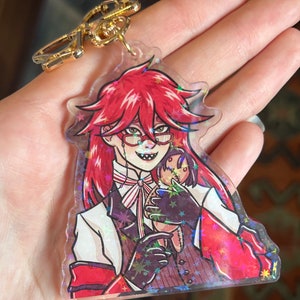 Red Grim Reaper Double Sided Holographic Keychain