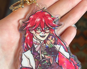 Red Grim Reaper Double Sided Holographic Keychain