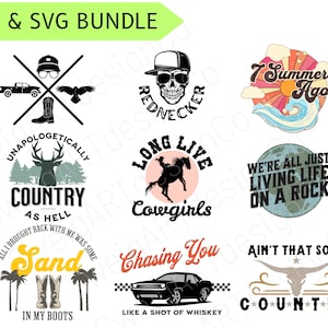 Pays PNG et SVG Bundle | Ensemble svg et png de musique country
