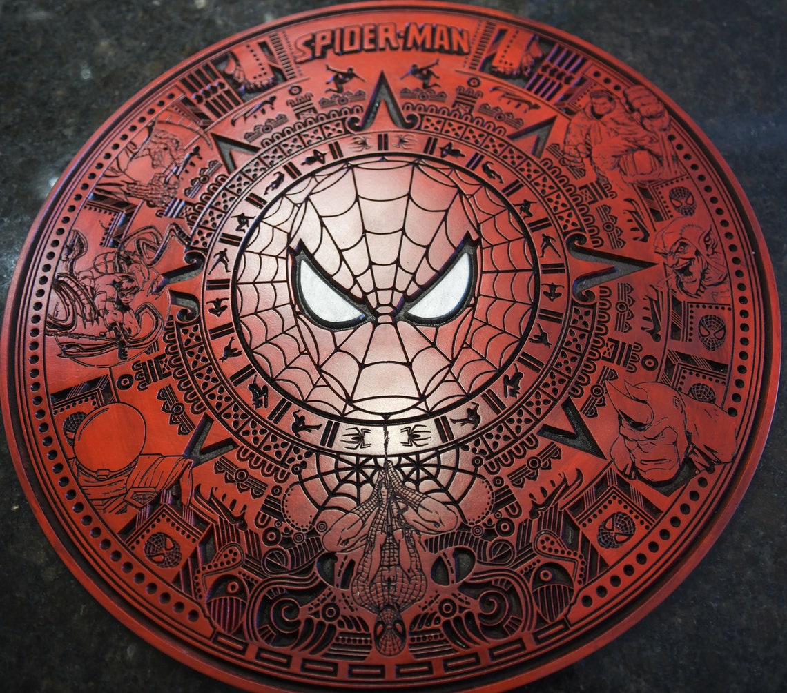 Spiderman Like Aztec Calendar Jpg Eps Svg Jpg. for CNC or Etsy