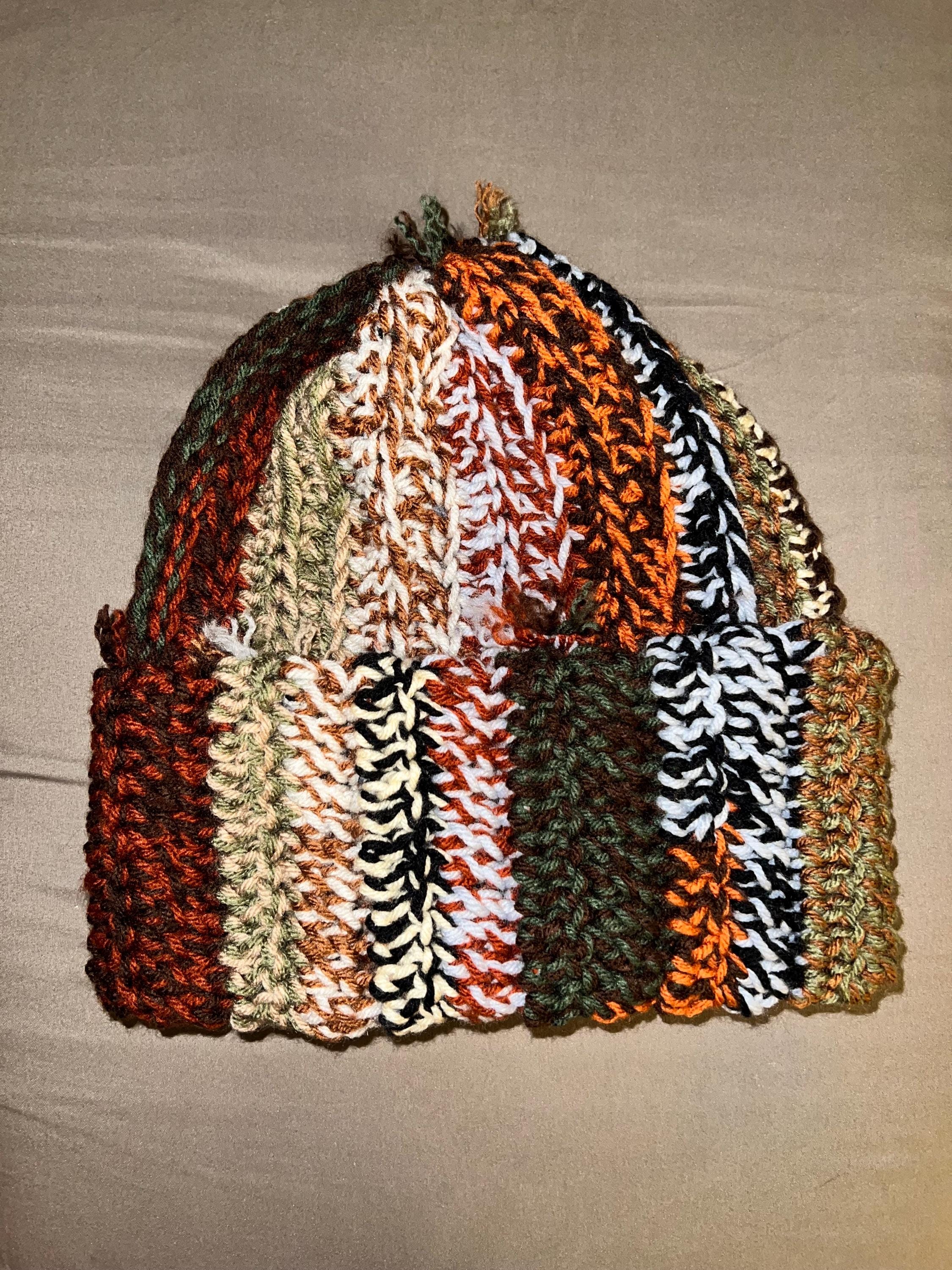 Colorful Cotton Beanie, Unisex Stripes Hat, Funky Crochet