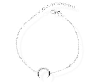 925 Silber Armkette Mond Charm Damen-Armband Armkettchen ak55