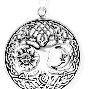 Amulet pendant Celtic tree of life made of 925 sterling silver blackened 36017