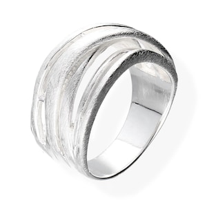 Ladies ring silver 925 fold design matt brushed viTalisman