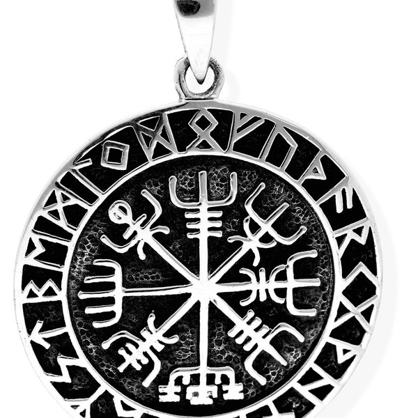 Amulett Kettenanhänger keltisch Vegvisir aus 925 Sterling Silber geschwärzt 36024