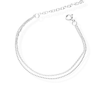 925 Silber Armkette 2 Stränge Damen-Armband Armkettchen 25