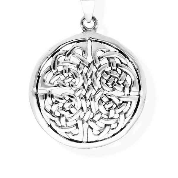 Amulett Kettenanhänger keltisch vier Himmelsrichtungen Knoten aus 925 Sterling Silber geschwärzt 37018