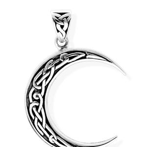 Amulet pendant symbolic Celtic moon made of 925 Sterling silver blackened 36016