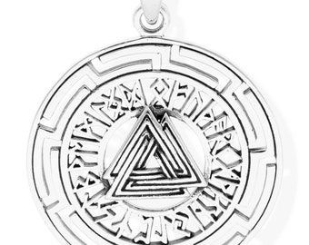 viTalisman Unisex Amulett Kettenanhänger keltisch Valknut Runen aus 925 Sterling Silber geschwärzt 36024