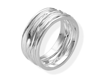 viTalisman Damen Ring 925 Sterling Silber Mattiert Vereisungseffekt sr-13