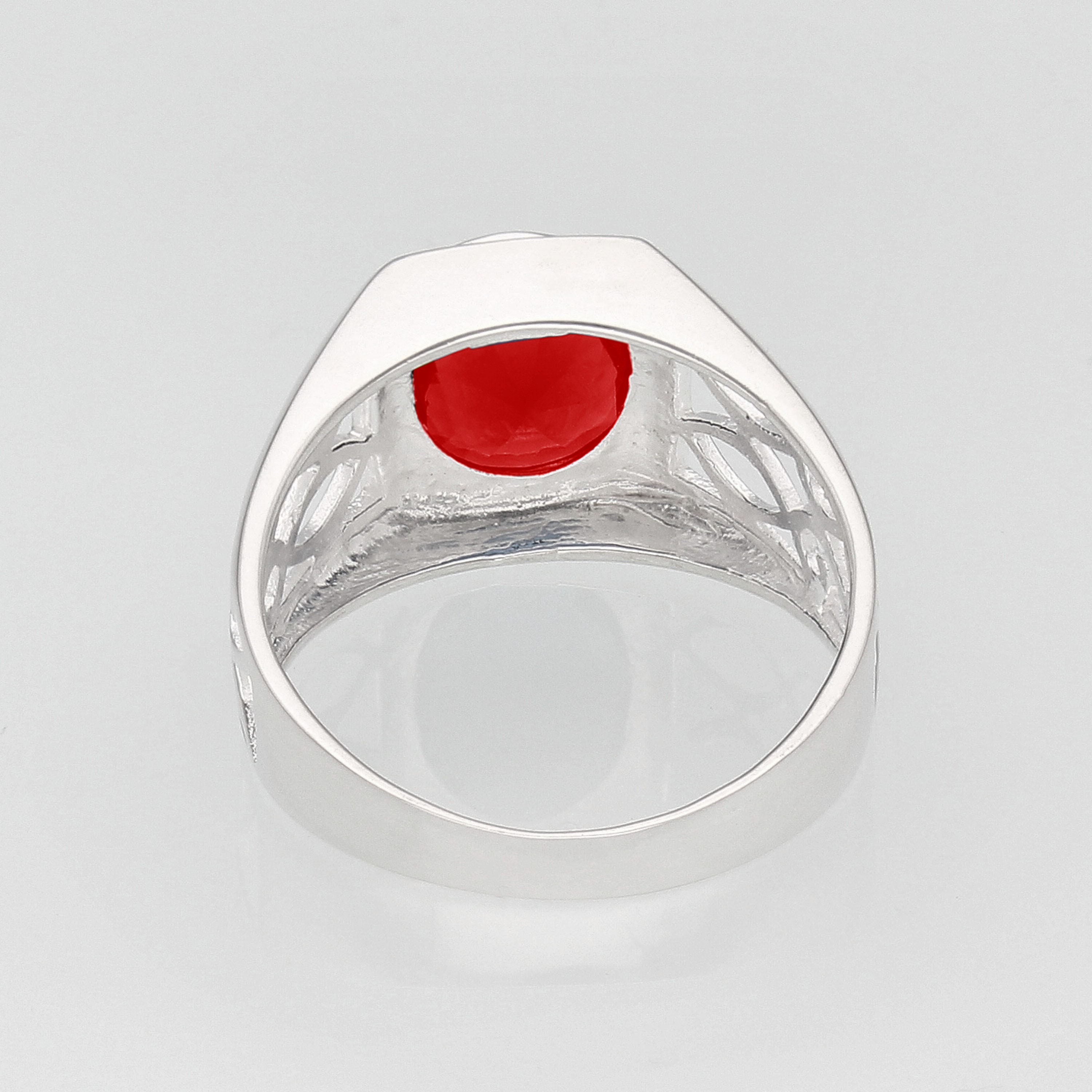 Bague Chevalière Pour Hommes En Argent Massif 925 Avec Zircon Rouge – Style Casque Intemporel