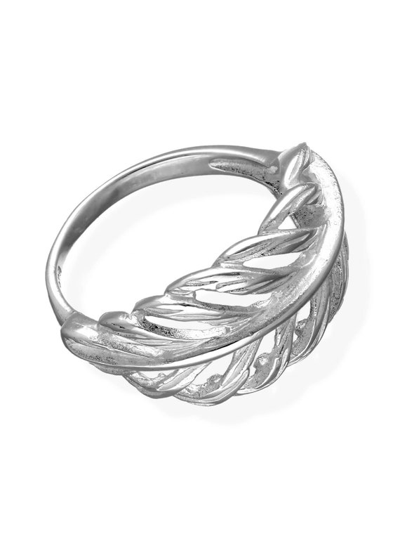 Vitalisman Women s Ring 925 Sterling Silver Feather Icing Effect
