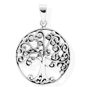 Amulet pendant symbolic tree of life made of 925 sterling silver blackened 37017