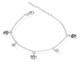 925 Silver Bracelet Turtle Charm Ladies Bracelet ak45