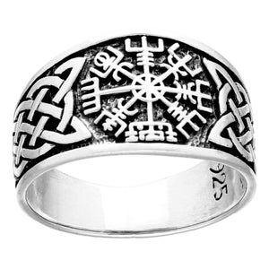 Vegvisir ring silver 925 - Celtic compass men&#39;s ring viTalisman