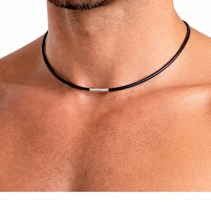 Leather necklace with stainless steel bayonet clasp – black leather cord for pendants | Leather necklace for men and women | Leather cord 2 mm, 3 mm & 4 mm