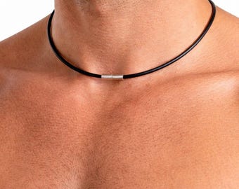 Lederkette mit Edelstahl Bajonettverschluss – schwarzes Lederband für Anhänger | Lederkette Herren Damen | Lederband  2 mm, 3 mm & 4 mm