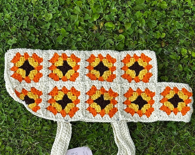 Handmade Crochet Granny Square Pet Jacket – Colorful Retro Sweater for Cats, Dogs & Small Animals