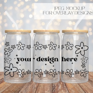 16oz clear Libbey mockup, full view wrap mockup, JPEG Mockup