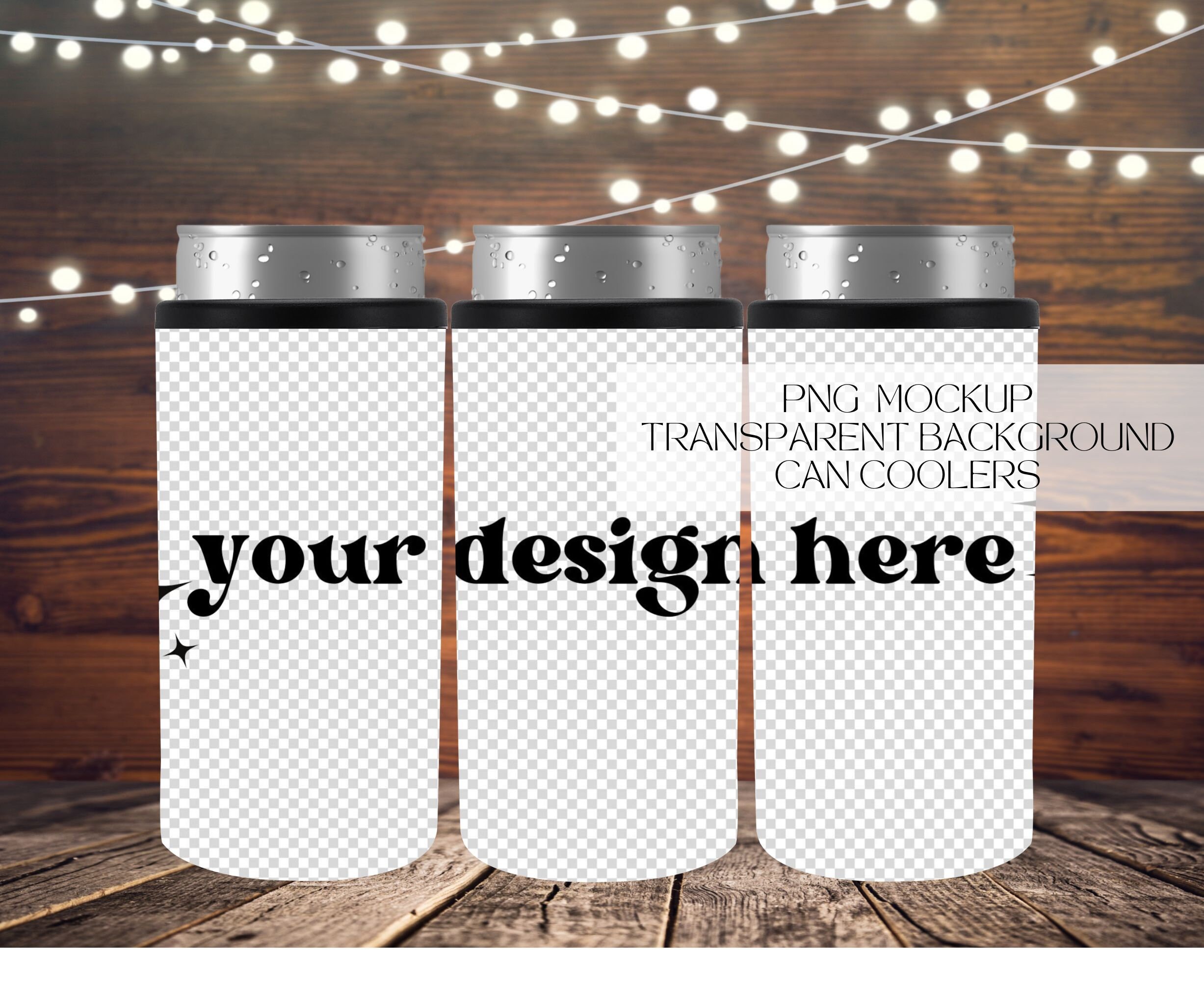 12oz Slim Cooler PNG Mockup Transparent Background