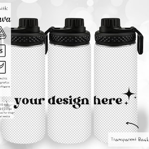 32oz Water Bottle PNG Mockup Transparent Background
