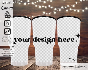 30oz tumbler mockup, full view wrap mockup, tumbler mockup with transparent background product