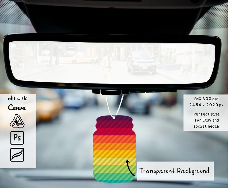 Car Freshener Png Mockup 1 Sublimation View Car Freshener Etsy