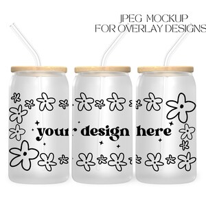 16oz frosted glass Libbey mockup, full view wrap mockup, JPEG Mockup