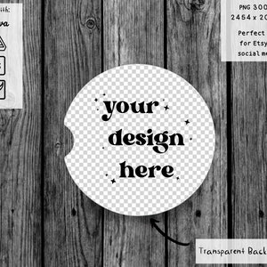 Car Coasters png mockup, full wrap sublimation view, coaster with transparent background product