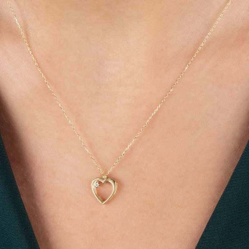 Heart Crystal Necklace in Gold main image 1