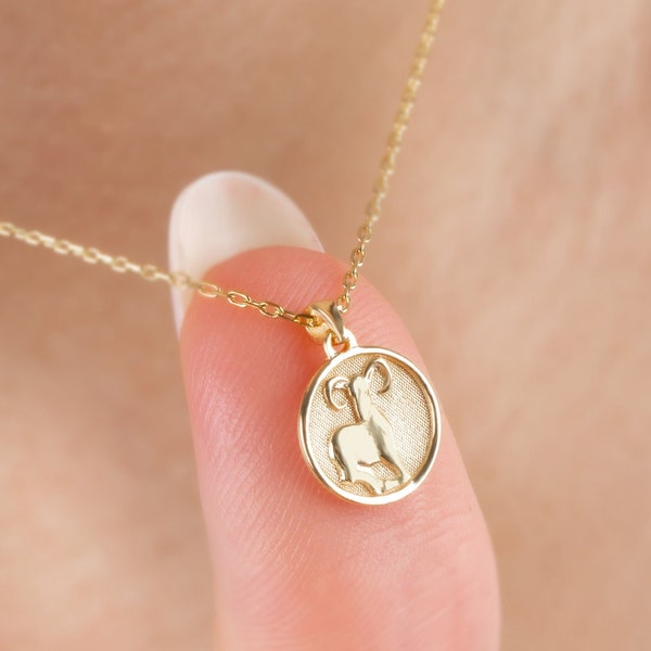 Aries Zodiac 14K Solid Gold Necklace - Astrology Constellation & Birthstone Pendant, Perfect Gift for Mother's Day for Her