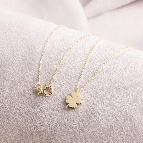Real Diamond Clover Necklace 14K Solid Gold 4 Leaf Clover Wish Necklace Diamond Flower Perfect Gift for Mother s Day Girlfriend Wife Etsy