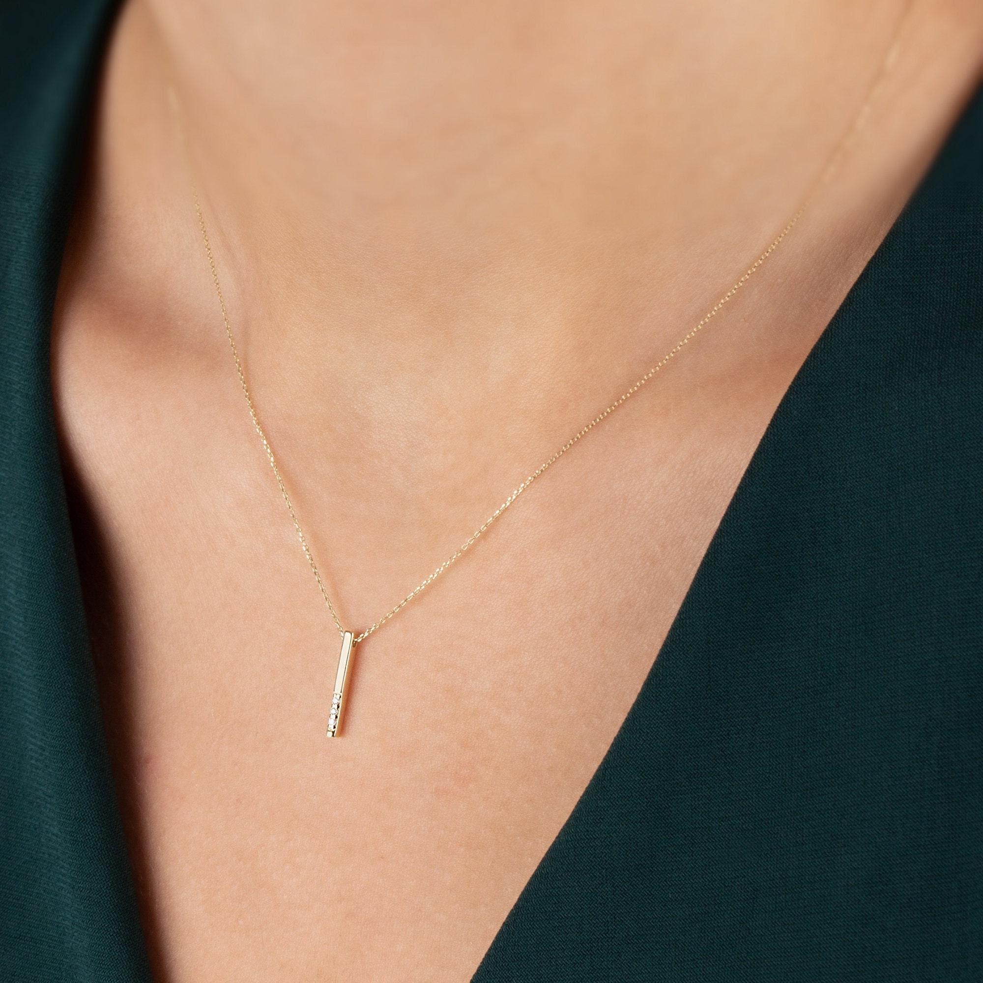 ソフトパープル 美品 ヒロタカ Vertical Diamond Bar Necklace - 通販