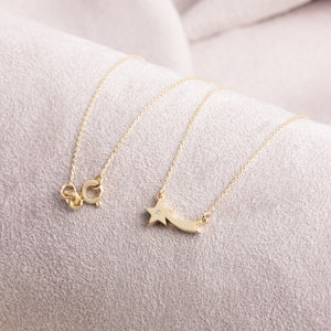 Real Diamond Comet Necklace, 14K Solid Gold Diamond Shooting Star Necklace, Perfect Gift for Mother's Day Girlfriend Wife image 3