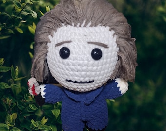 Micheal Myers inspired crochet plushie doll-sm, med and large, horror plush, horror gift