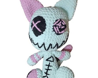 Zombie cat crochet plushie doll, horror plush, horror gift, witchy gift, witchy things