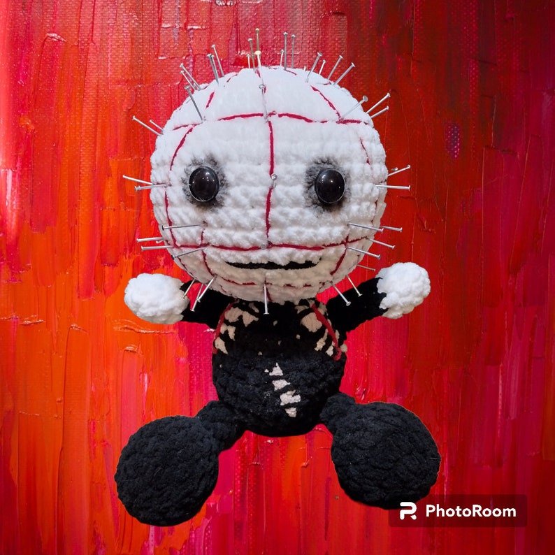 Pinhead Inspired Crochet Plushie-large, Horror Plush, Horror Gift - Etsy