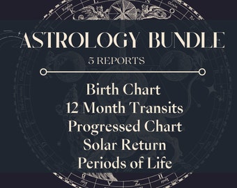 Solar return reading, Progressed chart analysis , birth chart report, lperiods of life reading, 12-month transits, gift, birthday gift