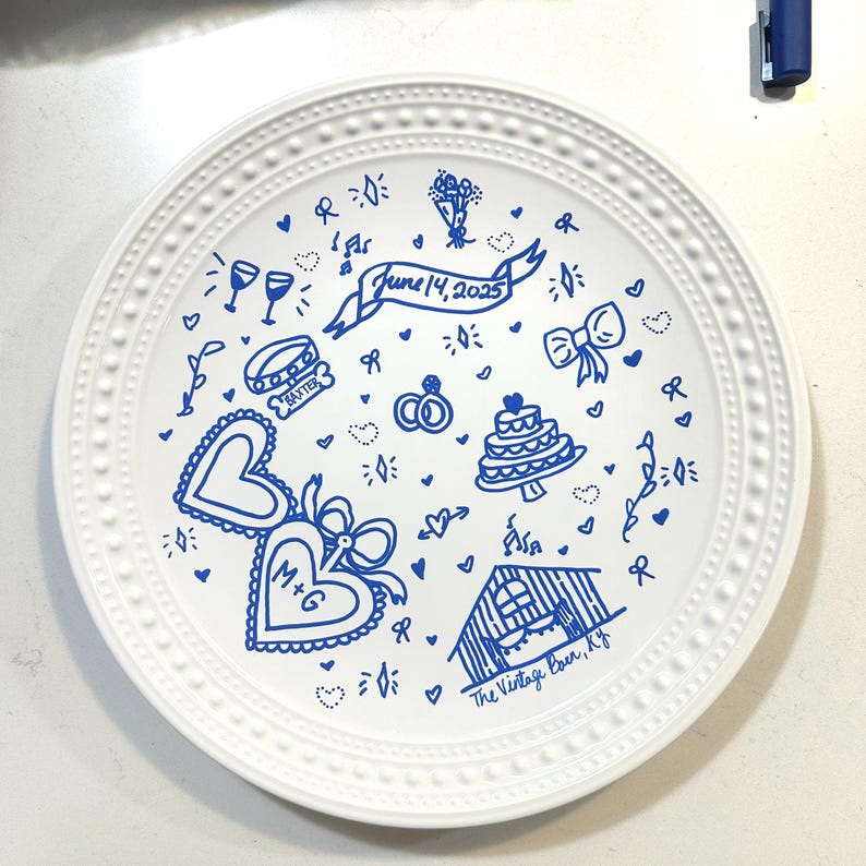 Custom Wedding Keepsake Plate – Personalized Hand-Painted Gift | Basic, Signature, or Deluxe Style | Wedding, Anniversary, Bridal Shower