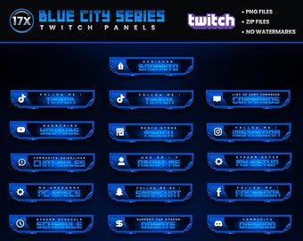 17x Twitch Panels Pack – Blue City Series | Twitch Panels | StreamPanel | Download