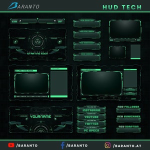 Animated HUD TECH Overlay Twitch Package | Custom Name | Instant Download / Ready to Use - Streamer - Streaming - Gaming