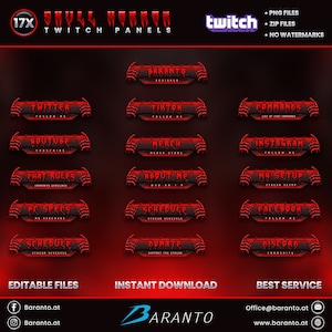 17x Twitch Panels Pack Skull Horror Series |   Instant Download Ready to Use Twitch Panel | Stream Panel | Instant Download