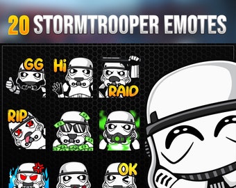 20x StormTrooper Twitch emotes, Discord emote, twitch sub emotes, cool emotes, text emotes, anime emotes, chibi emotes, cute emotes