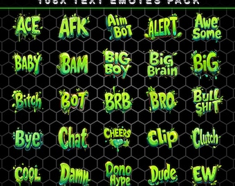 108x Lime Green Text Twitch emotes, Discord emotes, twitch sub emotes, cool emotes, text emotes, twitch emotes, cute emotes
