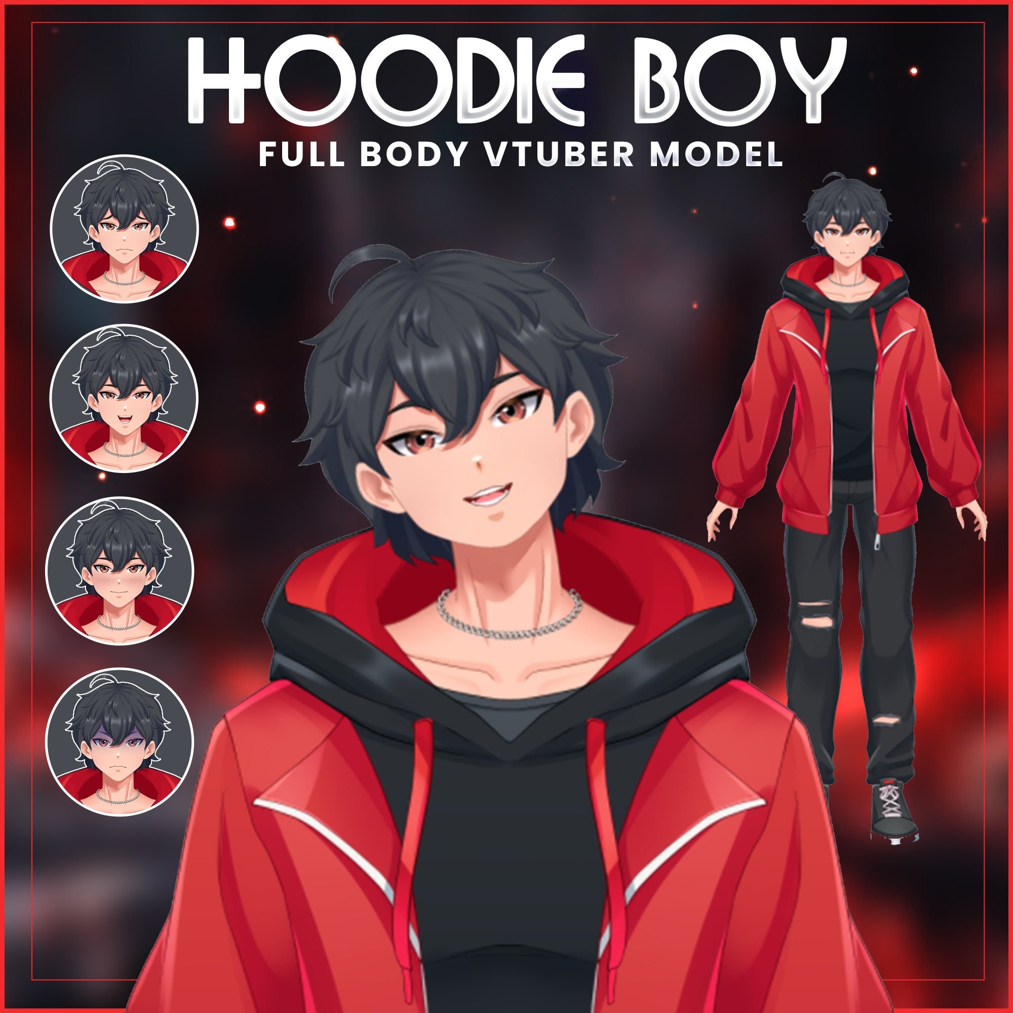 Black anime boy hoodie