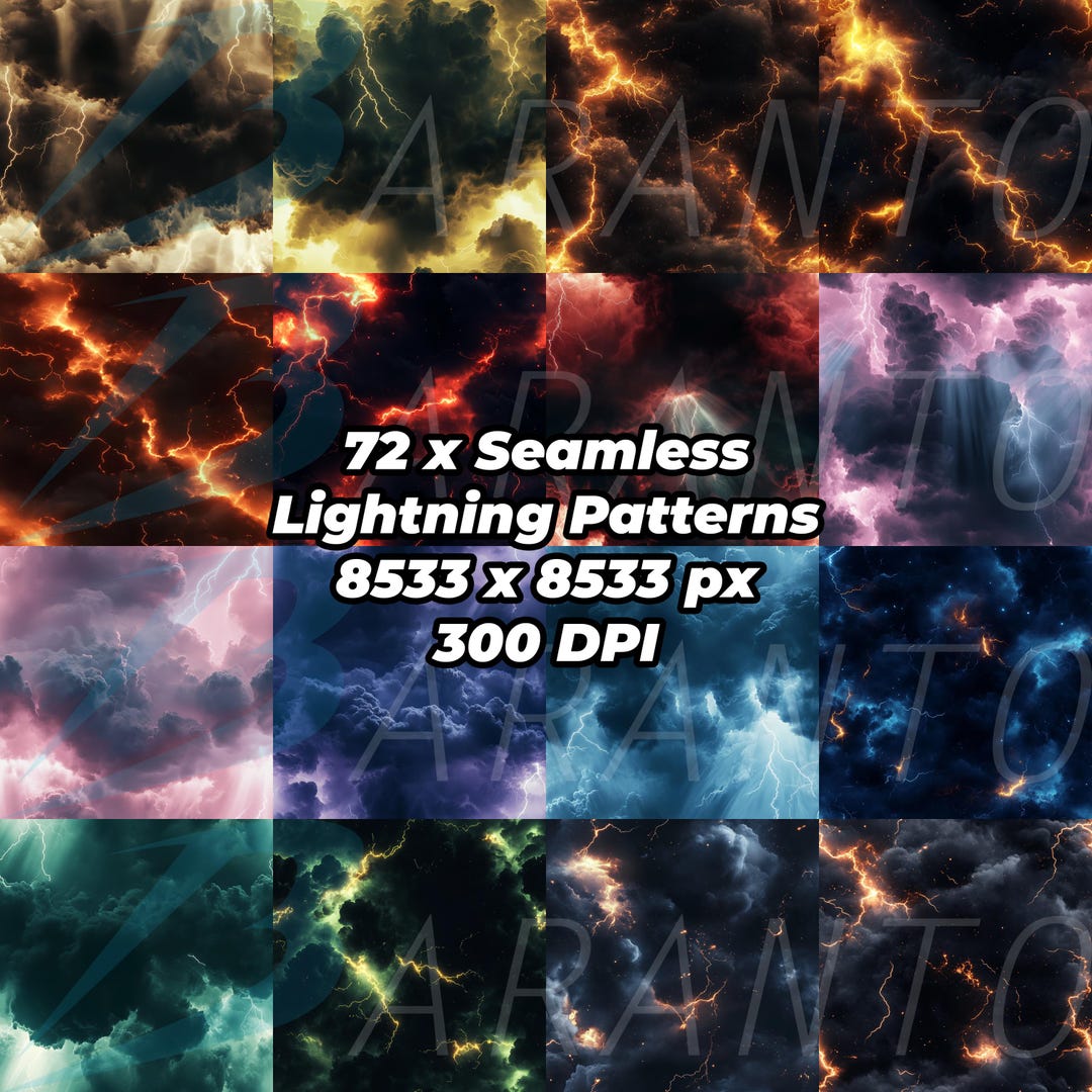 72 X Seamless Lightning Pattern | Digital Download | Instant Download ...