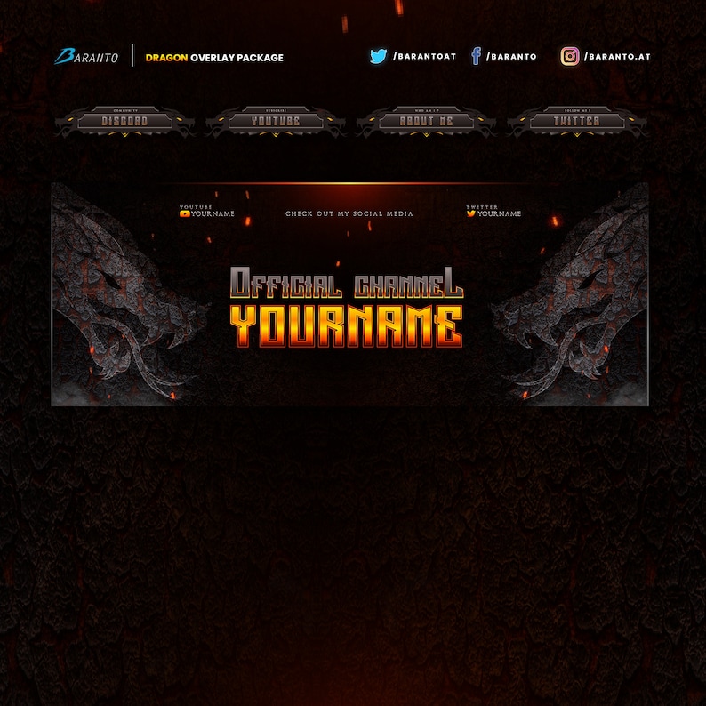 Animated Dragon Overlay Twitch Package Instant Download / Dark Streamer Streaming Gaming Etsy