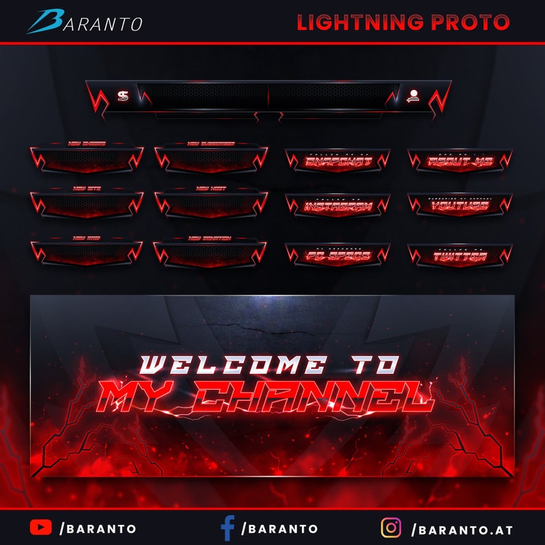 Animated Lightning Proto Overlay Twitch Package | Instant Download