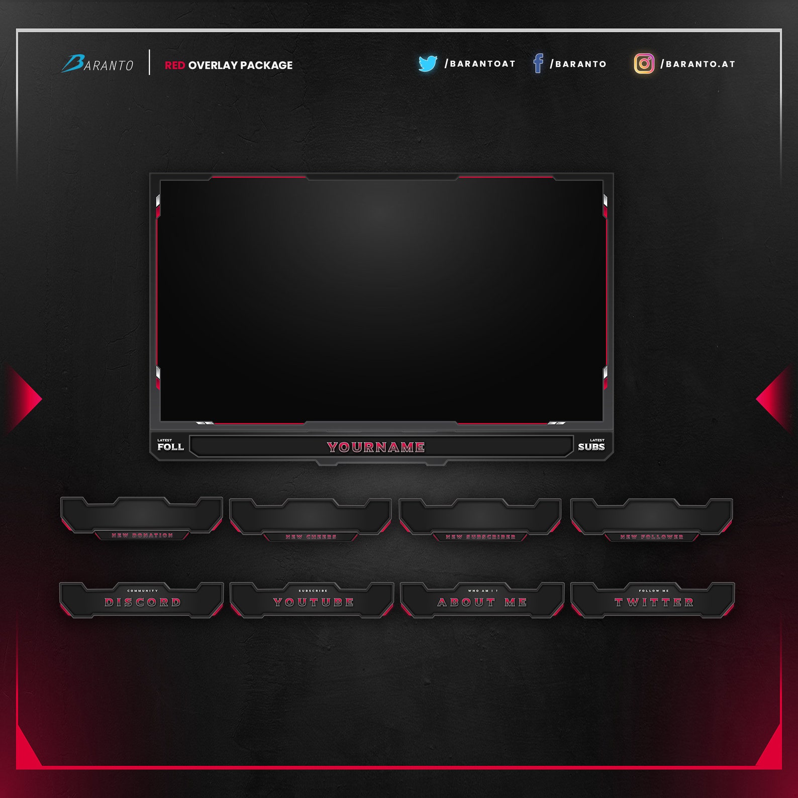 Animated Black/red Overlay Twitch Package Instant Download / - Etsy Canada